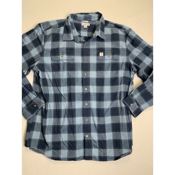 Carhartt Shirt Mens 2XLT Blue Buffalo Plaid Original Fit Heavy Shacket Flannel - Picture 1 of 7
